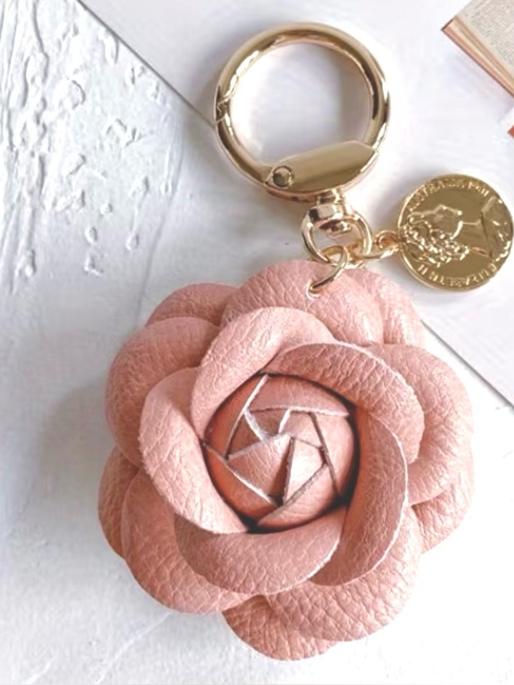 🆕Pink Leather Flower Keychain